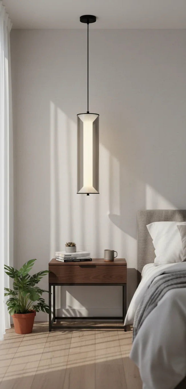 B&B Modern Cylindrical Pendant Light with Smoked Glass Shade