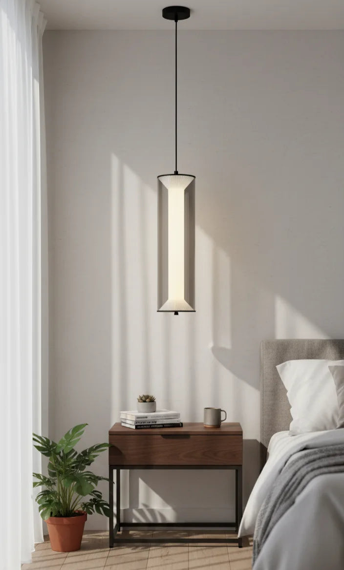 B&B Modern Cylindrical Pendant Light with Smoked Glass Shade