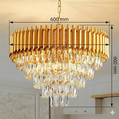 Golden Glow Crystal Chandelier – Brilliant Ambient Lighting