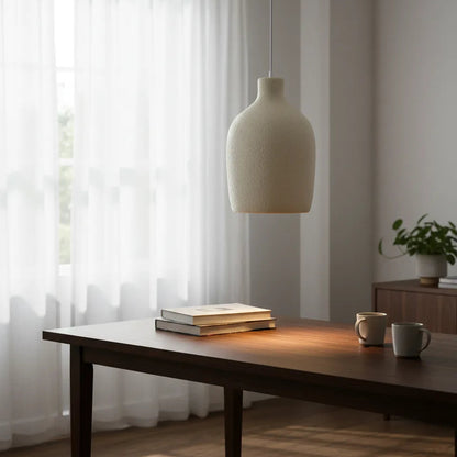 Modern Textured Pendant Light | Minimal Ceramic Hanging Lamp for Dining & Living Spaces