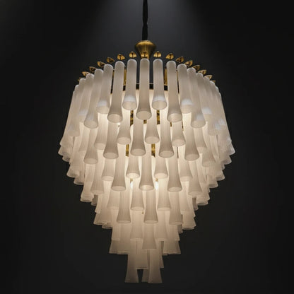Aurelia Cascade Luxury Waterfall Chandelier – Frosted Glass & Gold