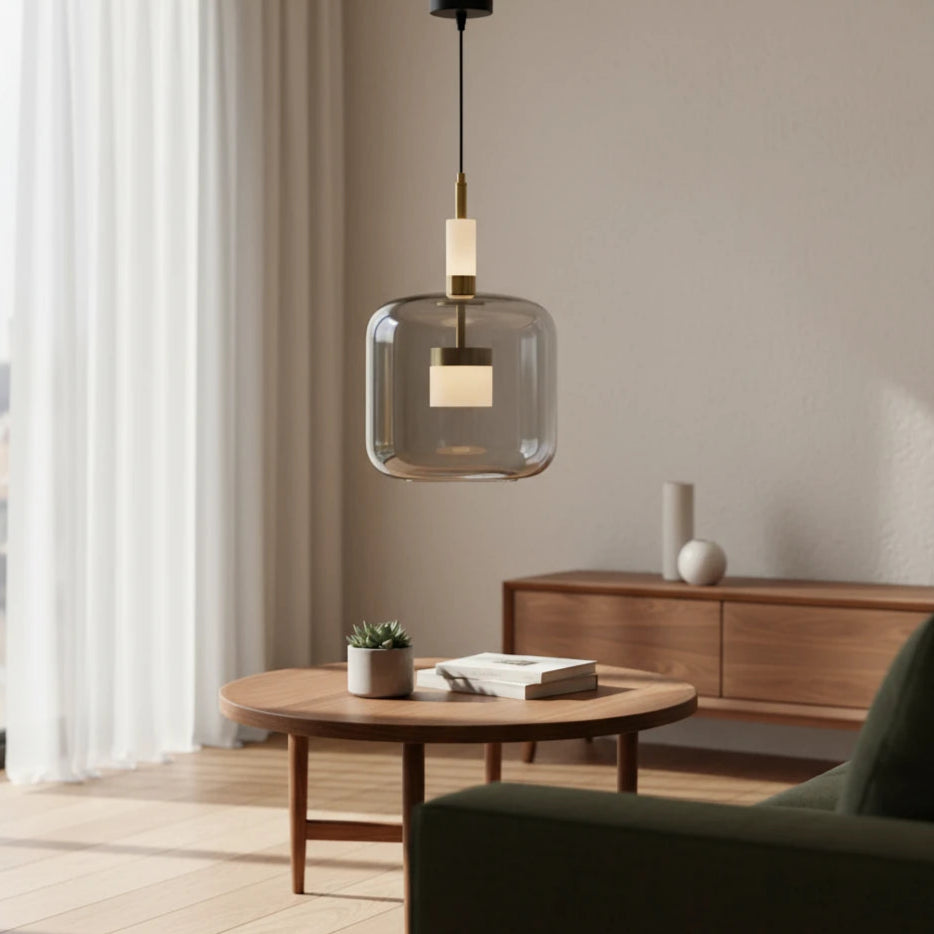 B&B Modern Smoked Glass Dome Pendant Light
