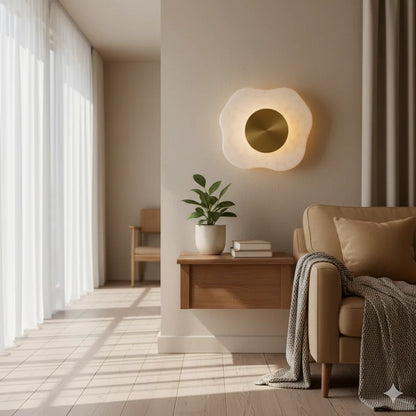 B&B Helios Round Marble & Brass Wall Sconce | Luxury Modern Wall Light - Bliss and Birch