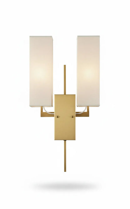 B&B Modern Double Shade Wall Sconce | Gold Metal Wall Lamp with Fabric Shades
