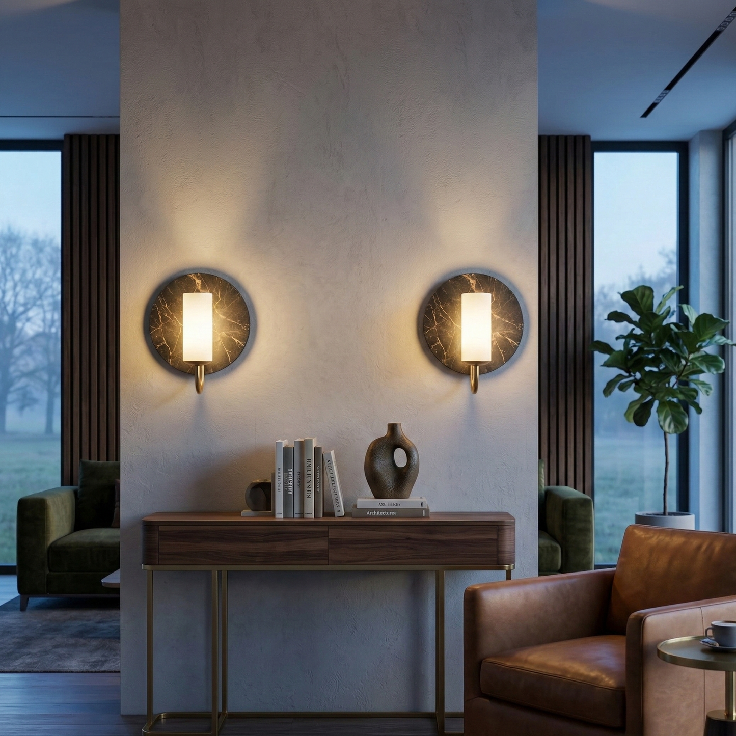 Vesta Green Marble Wall Lamp - Bliss and Birch