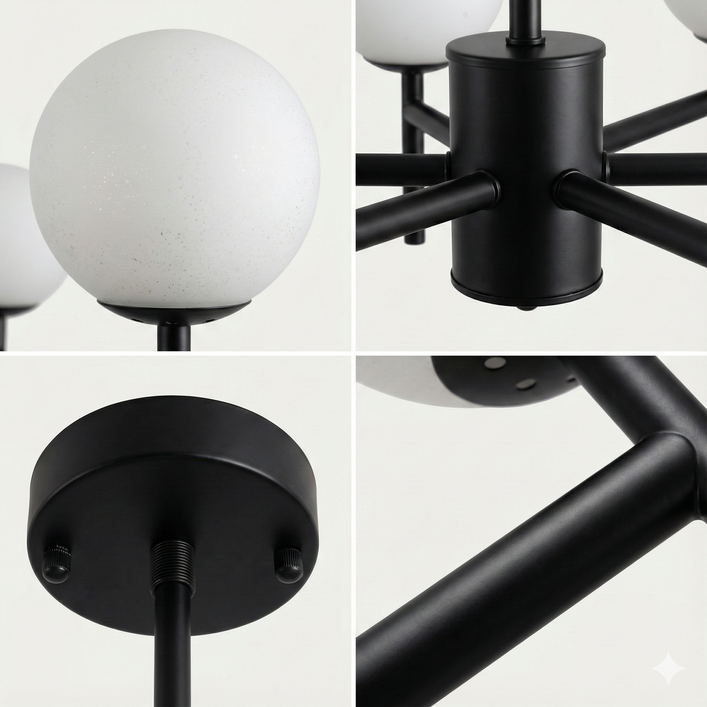 Modern Globe Bubble Chandelier – Black Frame & Glass Spheres