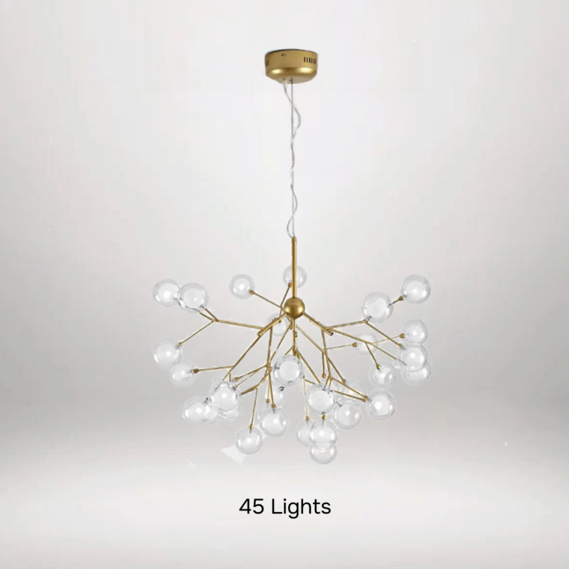 B&B Hand Blown Clear & Amber Glass Chandelier
