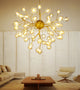 B&B Hand Blown Clear & Amber Glass Chandelier