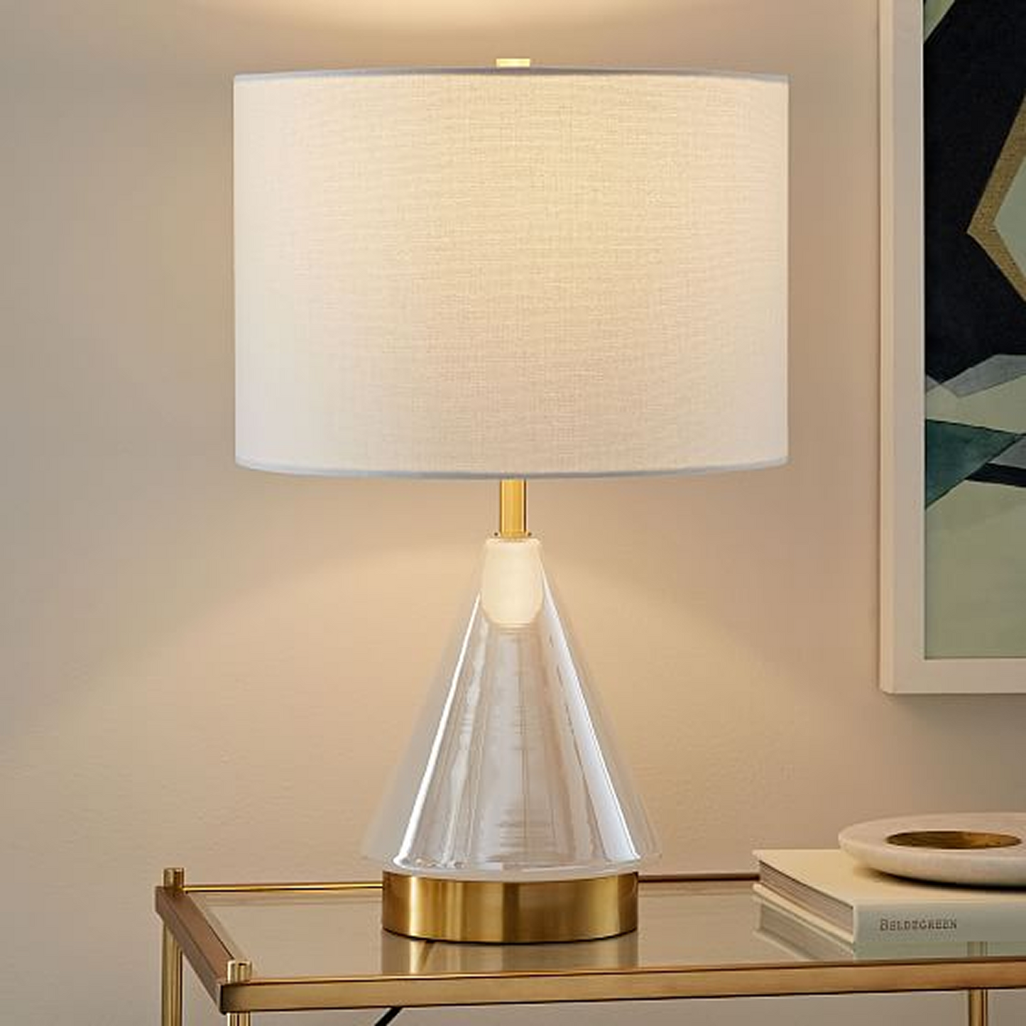 B&B Home Table Lamp with Triangular Glass Base