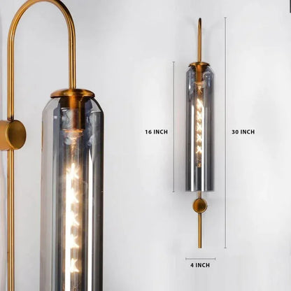 Tall Designer Glass Tube Wall Sconce (Pack of 2)