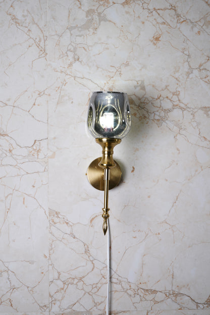 B&B Antique Gold Wall Sconce with Smoked Glass Globe Shade