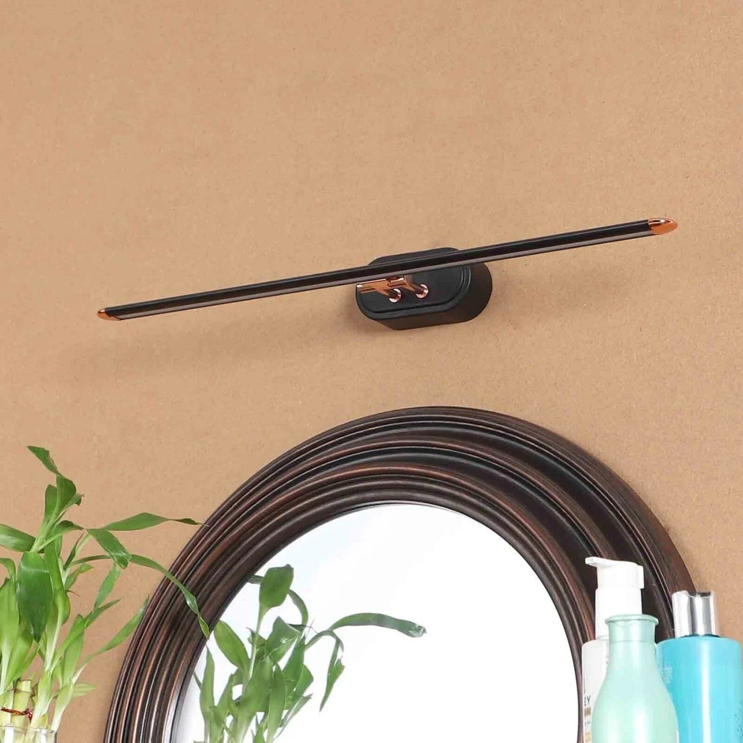 B&B Modern Black LED Wall Light with Copper Accents