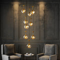 Amber Glass nine-light cascade pendant in a lounge
