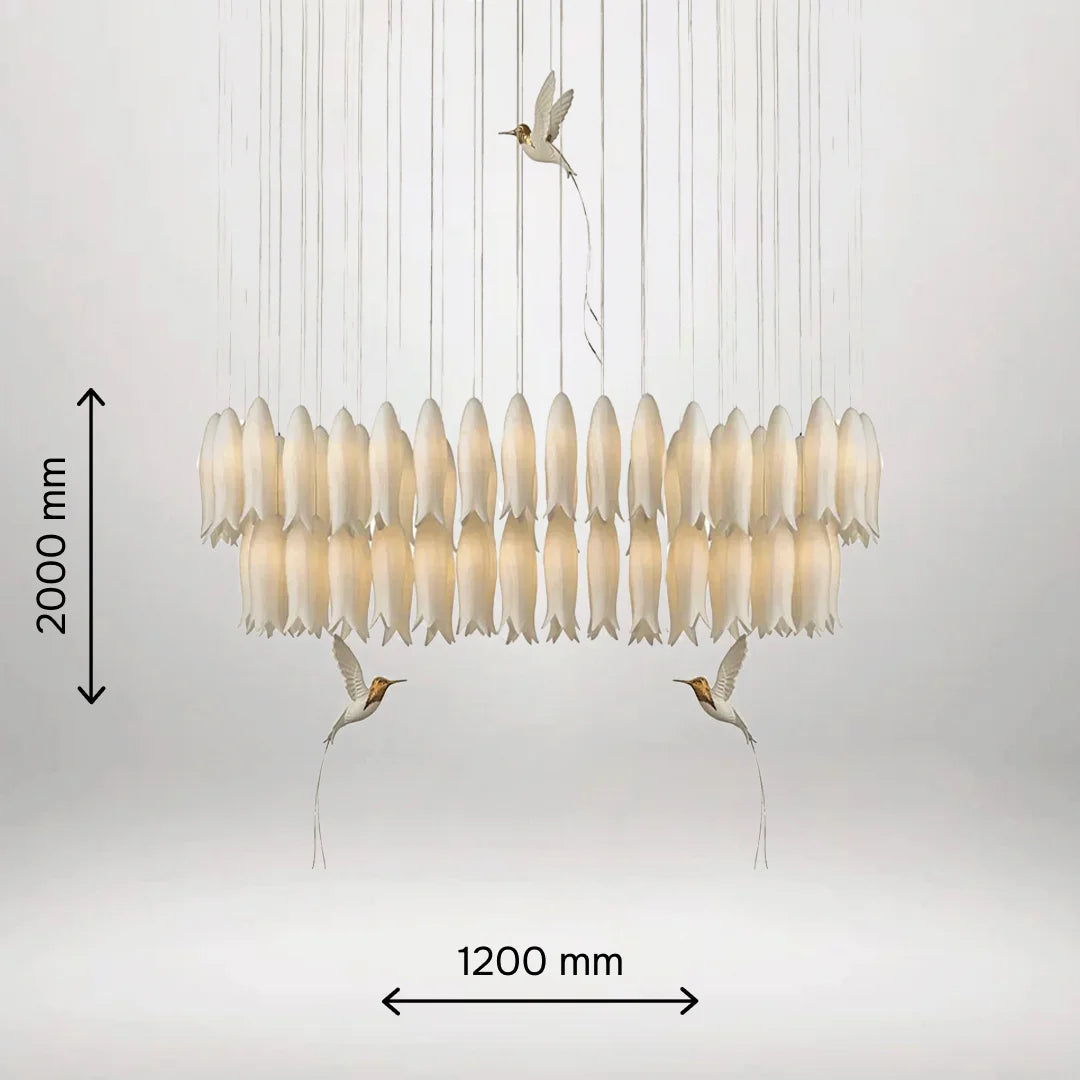 B&B Multi-Heads Stylised Blooming Buds Linear Chandelier Light