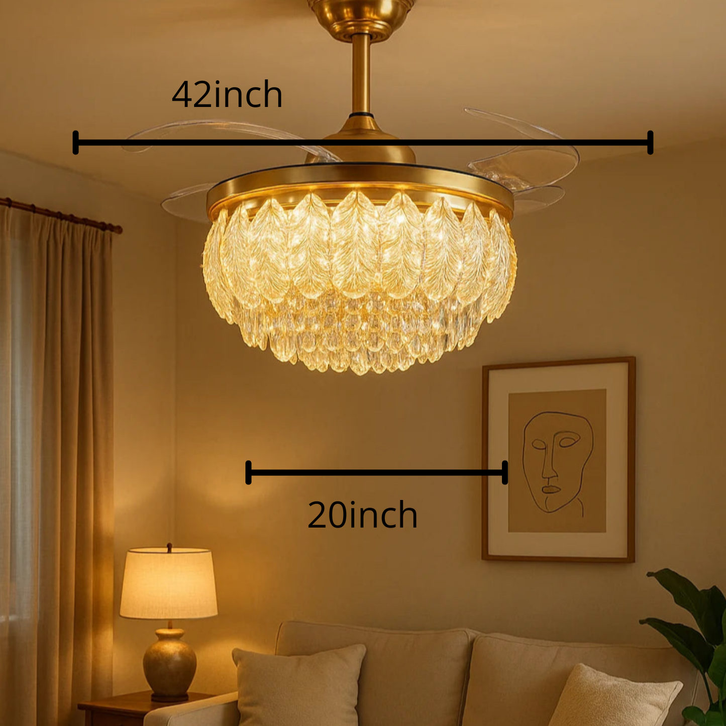 Midnight Royale Crystal Fan Chandelier – Amber Leaf Glamour