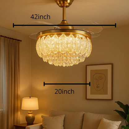 Midnight Royale Crystal Fan Chandelier – Amber Leaf Glamour