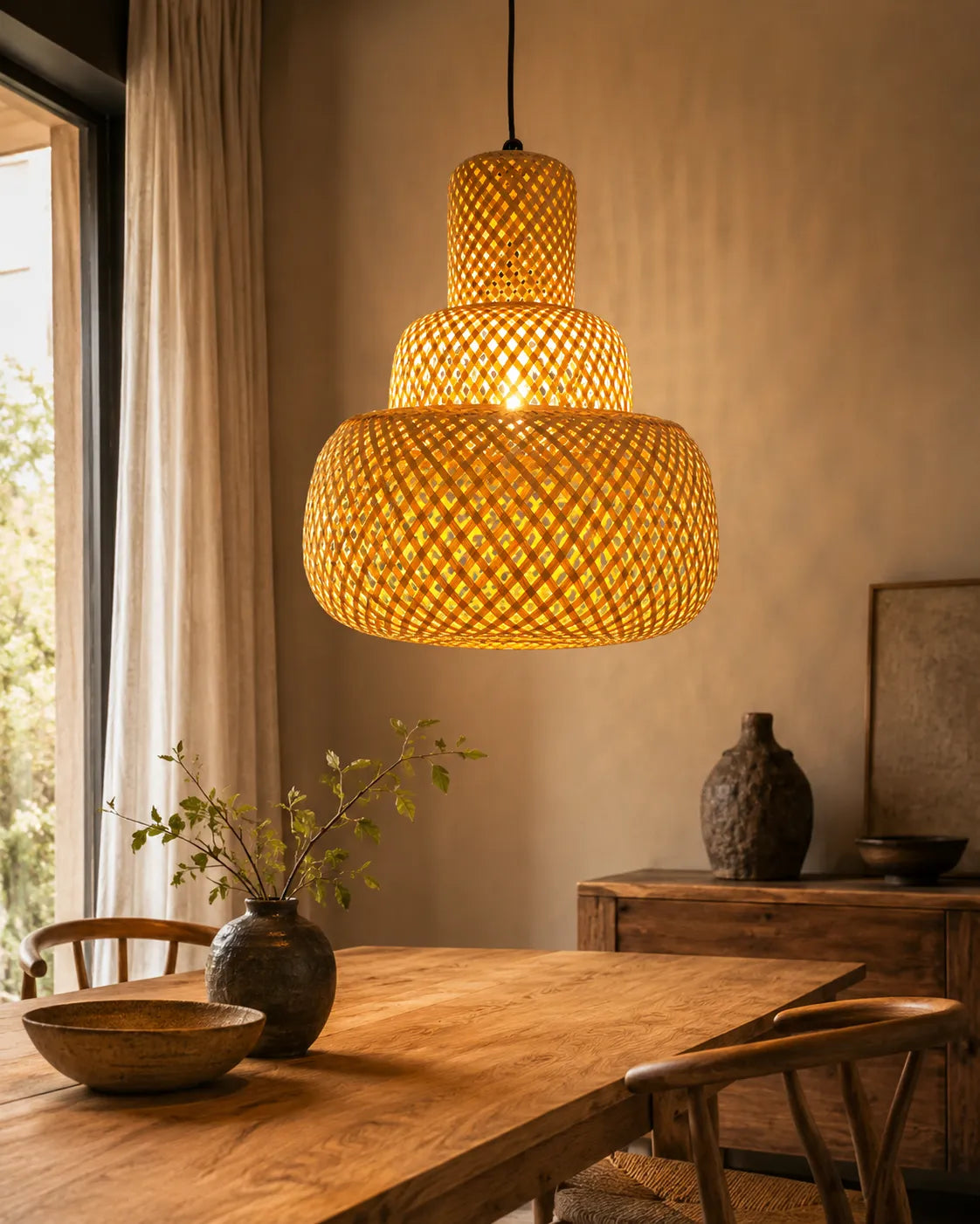 B&B Natural Rattan Ceiling Lamp - Bliss and Birch