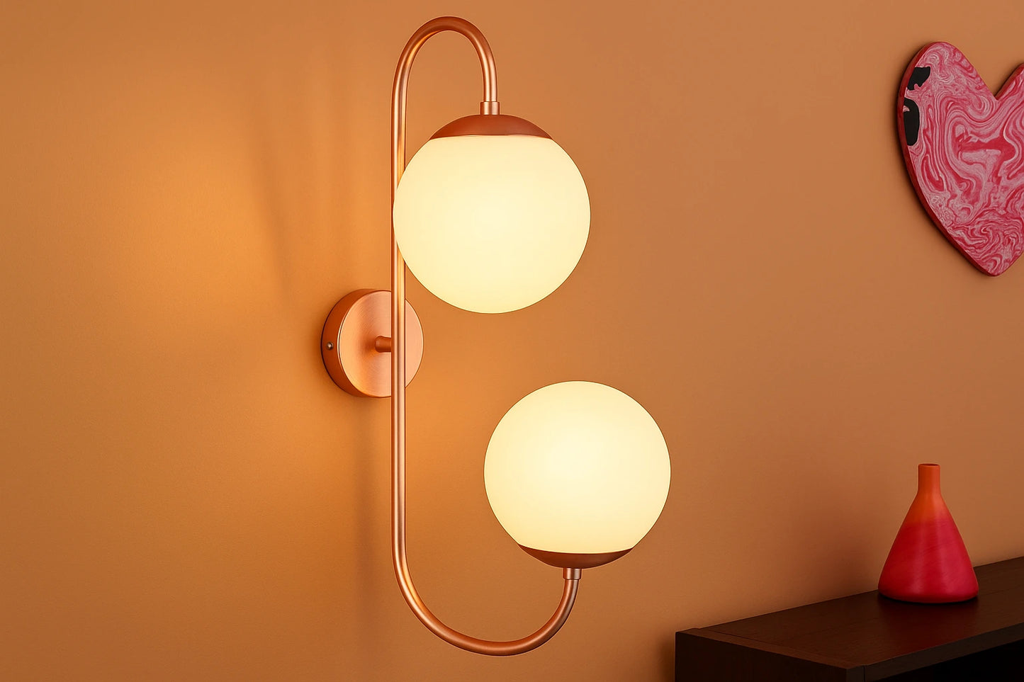 B&B S-Shape Dual Globe Glass Metal Wall Lamp