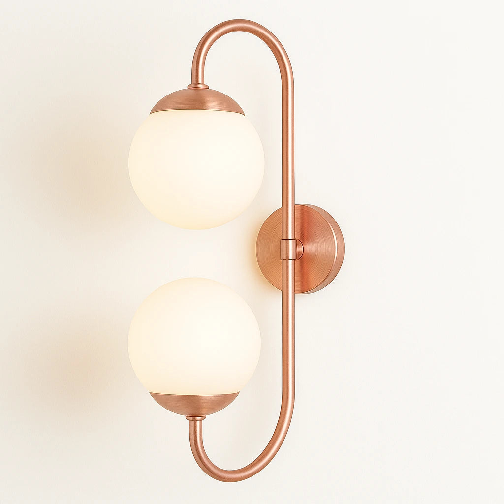B&B S-Shape Dual Globe Glass Metal Wall Lamp