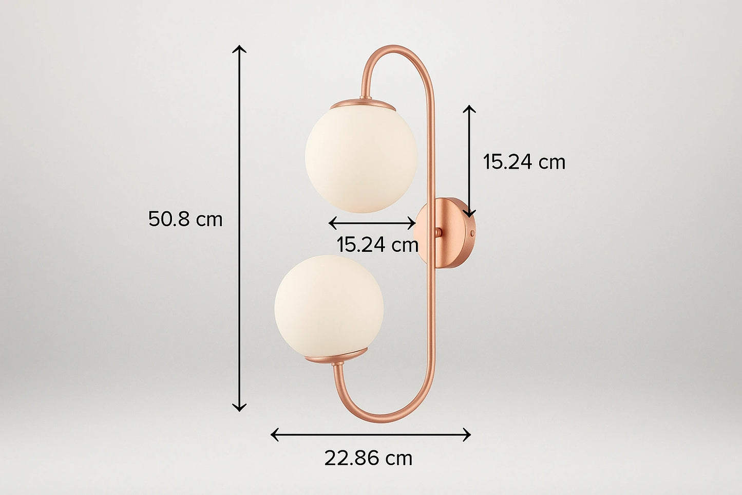 B&B S-Shape Dual Globe Glass Metal Wall Lamp