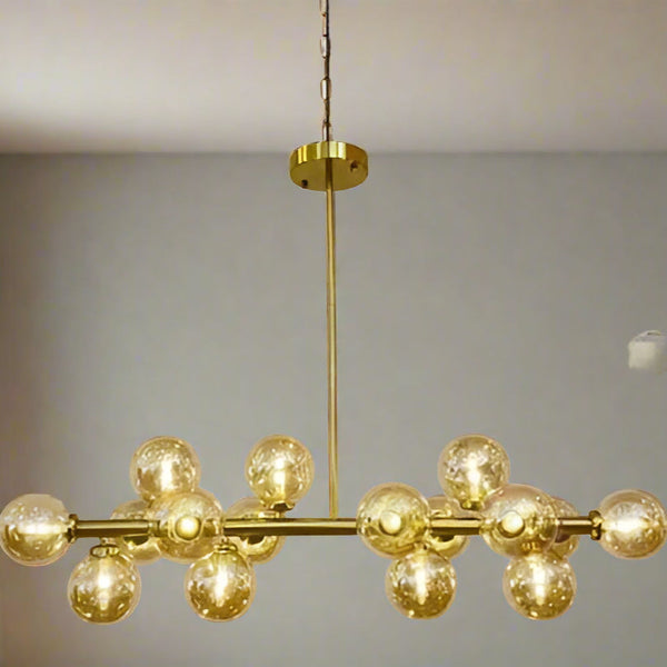 Stellar Rail Modern Pendant – Golden Rod & Glass Globes
