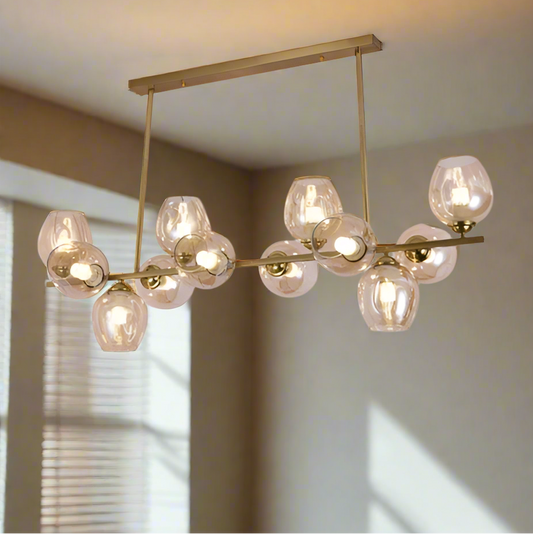 B&B Orion Linear Globe Chandelier – Gold Finish