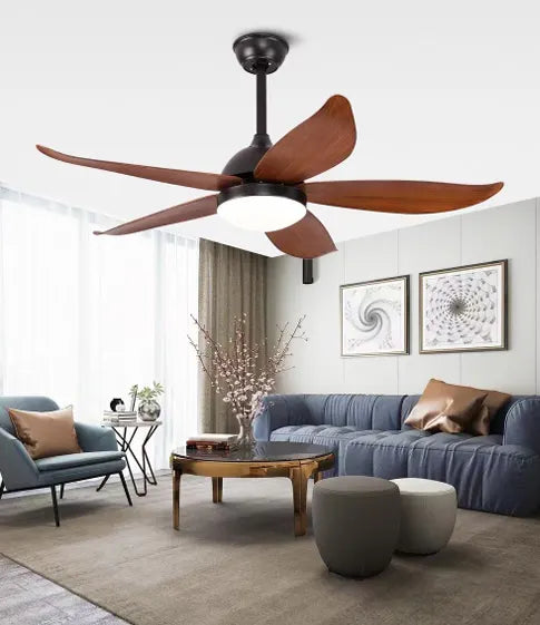 B&B BreezeNova Modern Curved Blade Ceiling Fan with LED Light – 52 Inch