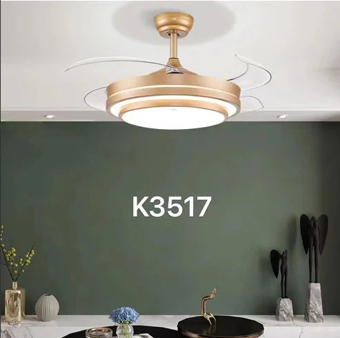 B&B Celestia Breeze Modern LED Ceiling Fan with Retractable Blades – Gold Finish