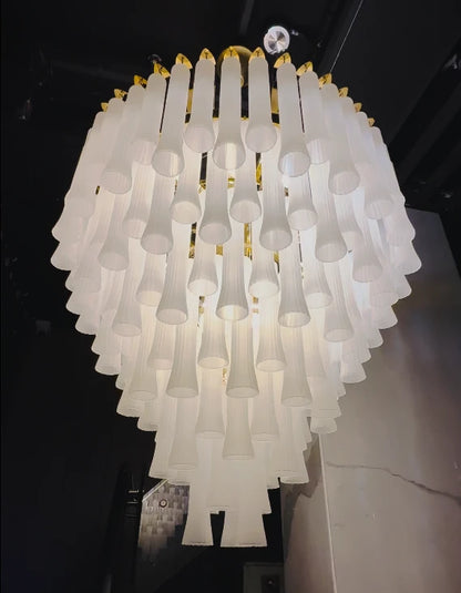 Aurelia Cascade Luxury Waterfall Chandelier – Frosted Glass & Gold