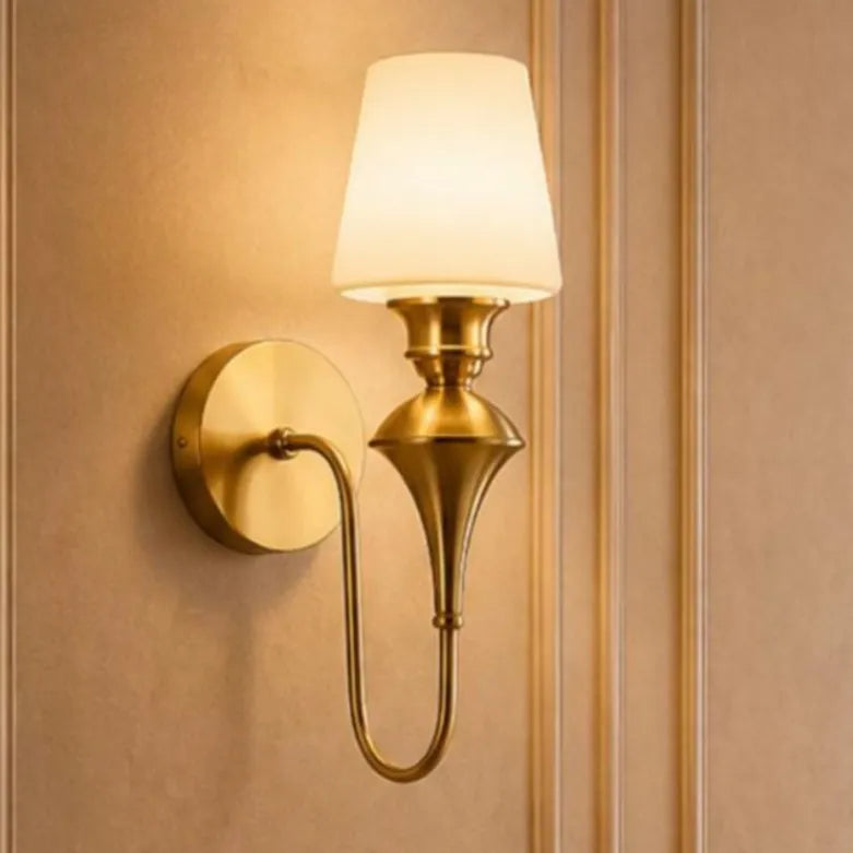 B&B Single Glass Wall Sconce Light Traditonal - Bliss and Birch