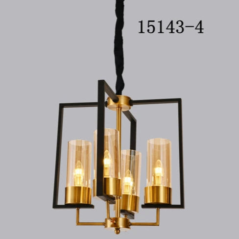 B&B Astra Quad Cage Chandelier – Black & Gold Finish