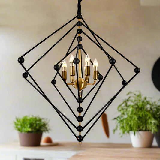 B&B Vertex Geometric Cage Chandelier – 6 Lights