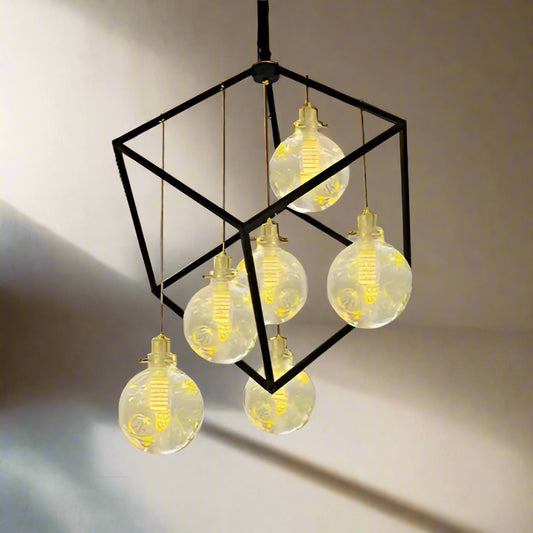 B&B Cubix Globe Chandelier – 6 Lights