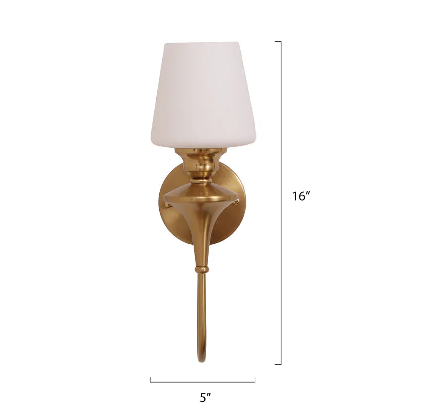 B&B Single Glass Wall Sconce Light Traditional