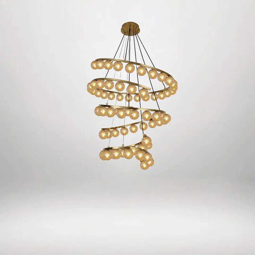 B&B Spiral Amber Glass Chandelier