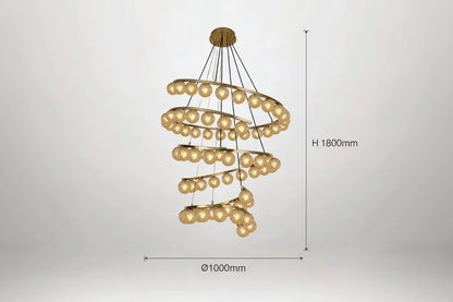 B&B Spiral Amber Glass Chandelier - Bliss and Birch