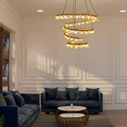 B&B Spiral Amber Glass Chandelier - Bliss and Birch