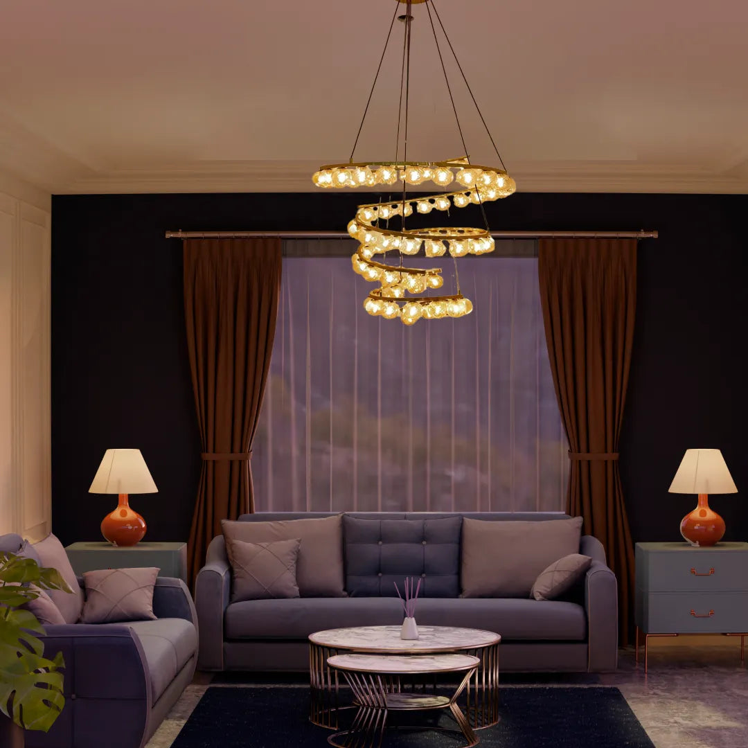 B&B Spiral Amber Glass Chandelier