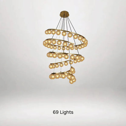 B&B Spiral Amber Glass Chandelier - Bliss and Birch