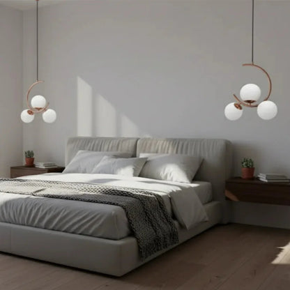 B&B 3-Light Globe Chandelier Hanging Light with White Glass (Pack of 2)