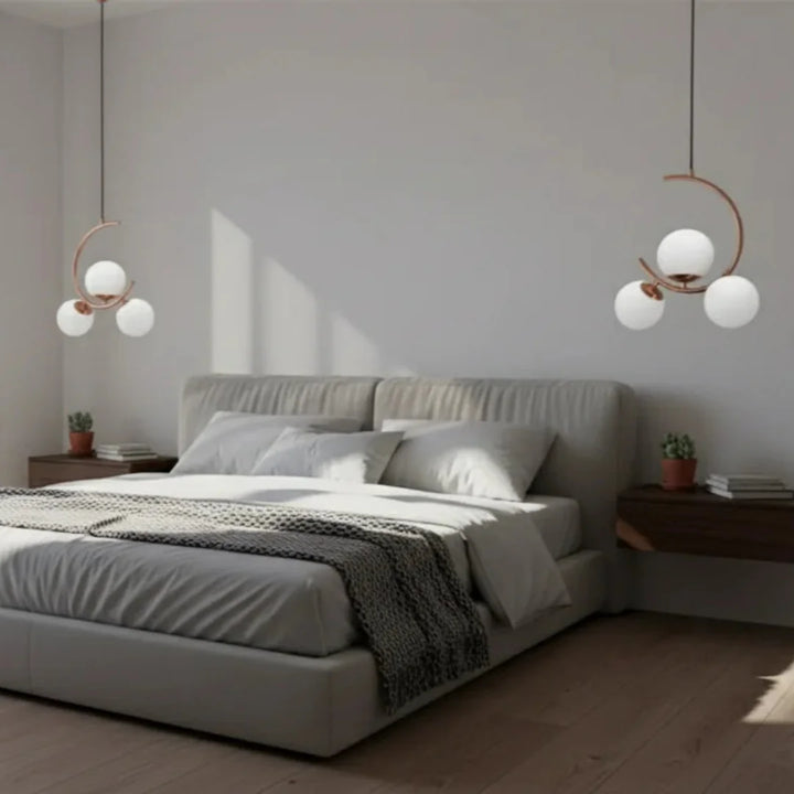 B&B 3-Light Globe Chandelier Hanging Light with White Glass (Pack of 2)