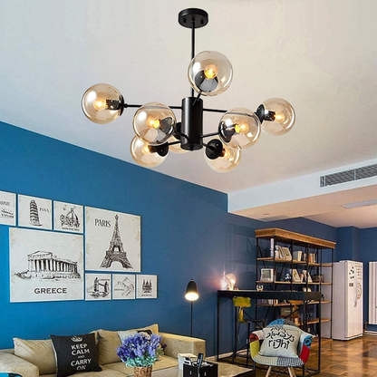 Monochrome Elegance Chandelier – Geometric Crystals & Chic - Bliss and Birch