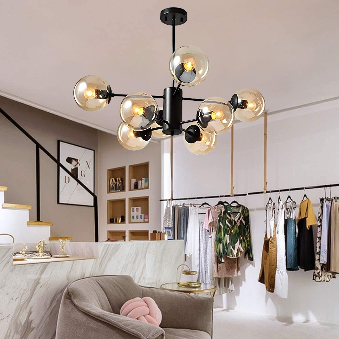 Monochrome Elegance Chandelier – Geometric Crystals & Chic - Bliss and Birch