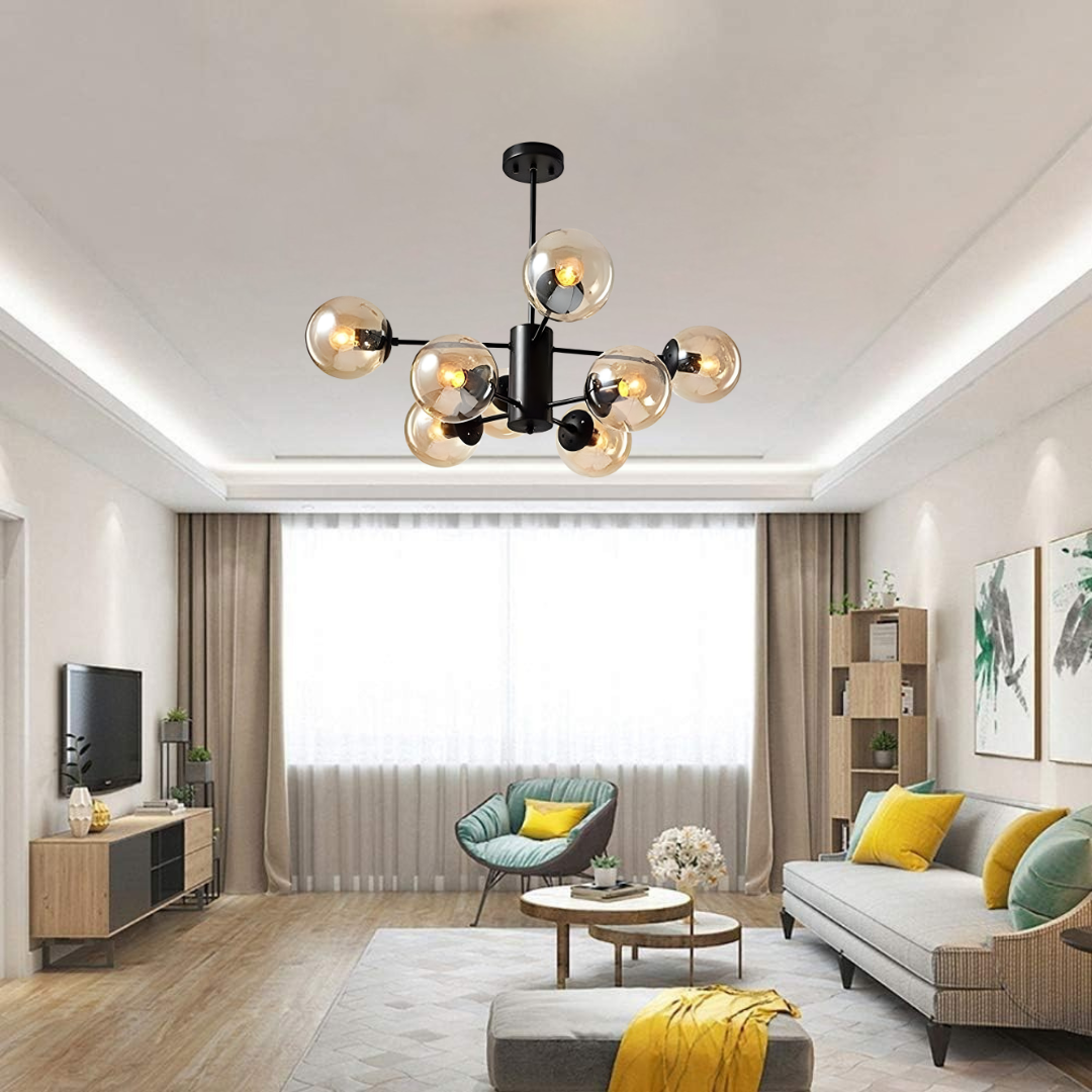 Monochrome Elegance Chandelier – Geometric Crystals & Chic - Bliss and Birch