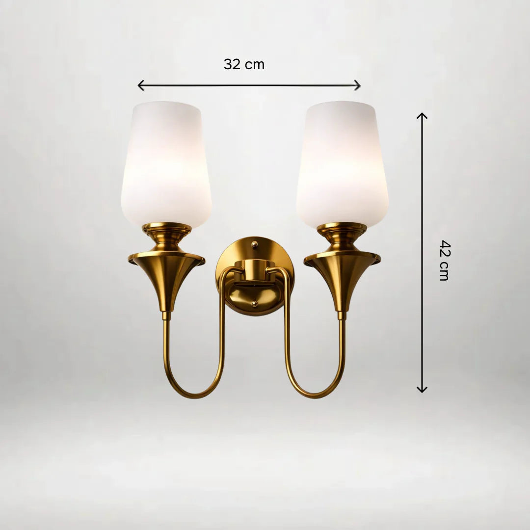 Traditional Dual-Light Glass Wall Sconce – Gold