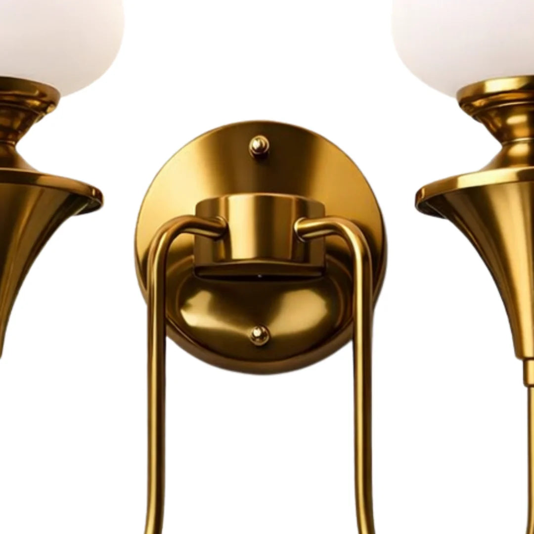 Traditional Dual-Light Glass Wall Sconce – Gold