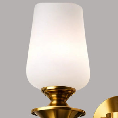 Traditional Dual-Light Glass Wall Sconce – Gold