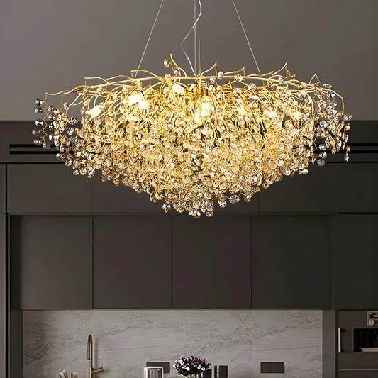 Nature's Willow Crystal Branch Chandelier – Luxury Gold & LED