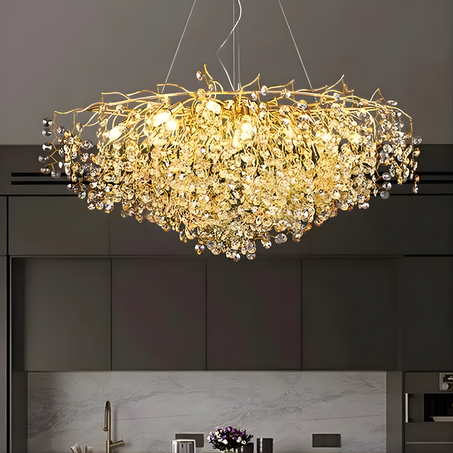Nature's Willow Crystal Branch Chandelier – Luxury Gold & LED