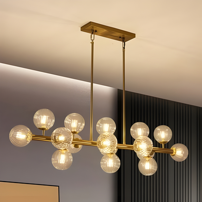 Stellar Rail Modern Pendant – Golden Rod & Glass Globes